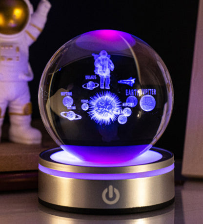 Creative 3D Inner Carving Luminous Crystal Ball Night Lamp