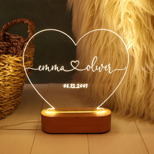 Custom Night Light As Valentines Day Anniversary Romantic