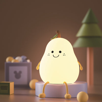 LED Pear Fruit Night Light USB Rechargeable Dimming Lamp