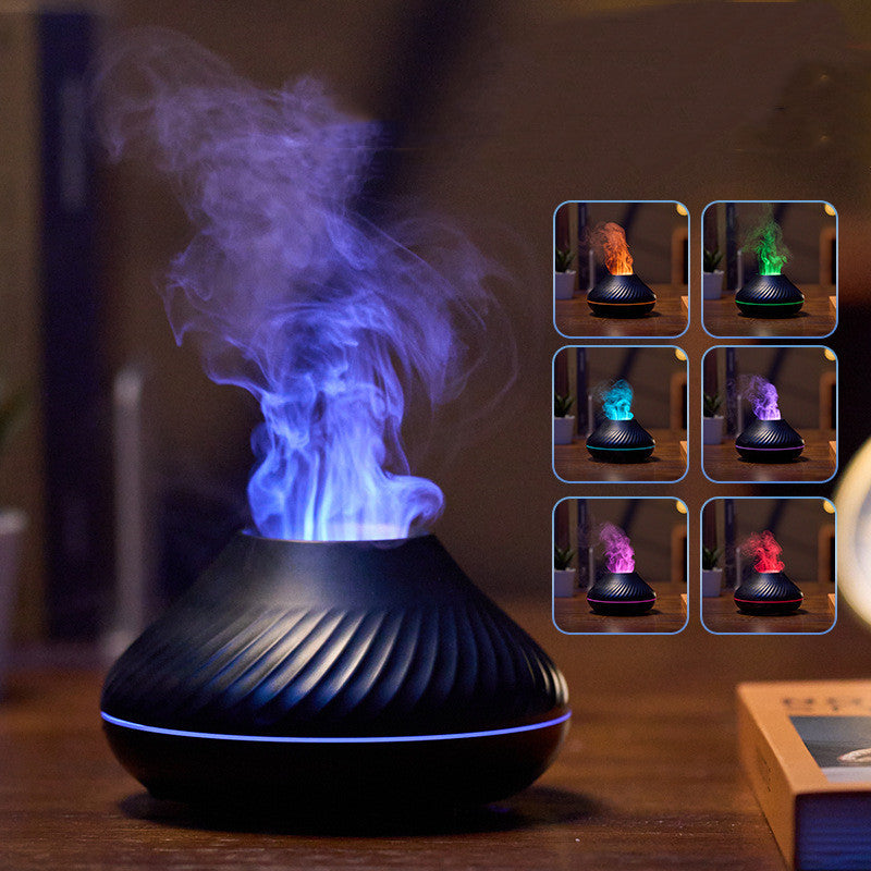 New Volcanic Flame Aroma Diffuser Essential Oil Lamp LED Light