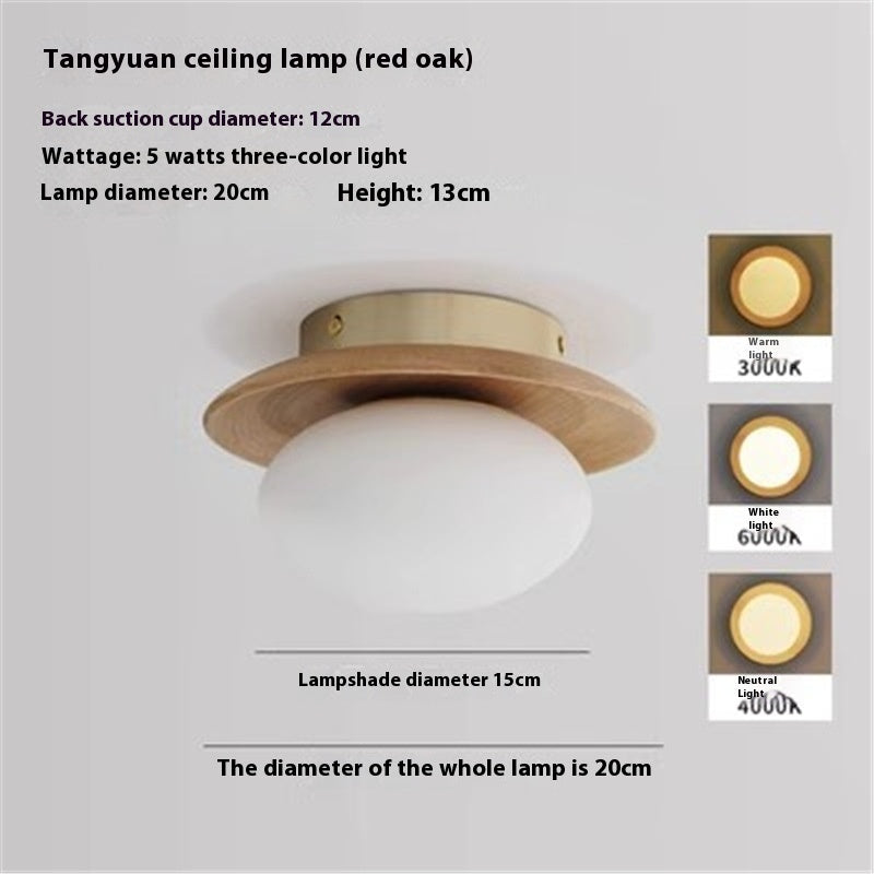 Cream Style Japanese Style Log Bedside Balcony Wall Lamp