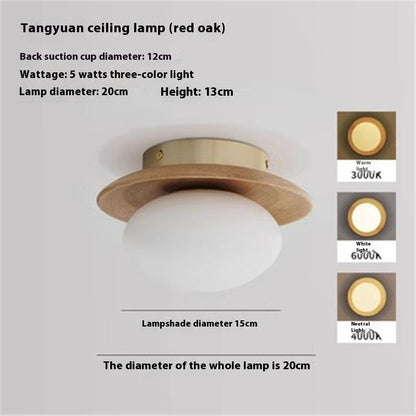 Cream Style Japanese Style Log Bedside Balcony Wall Lamp