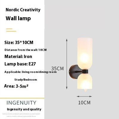 Simple Double-headed Glass Bedside Wall Lamp