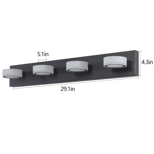 LED Modern Black 4 Light Vanity Light Fixture Mirror