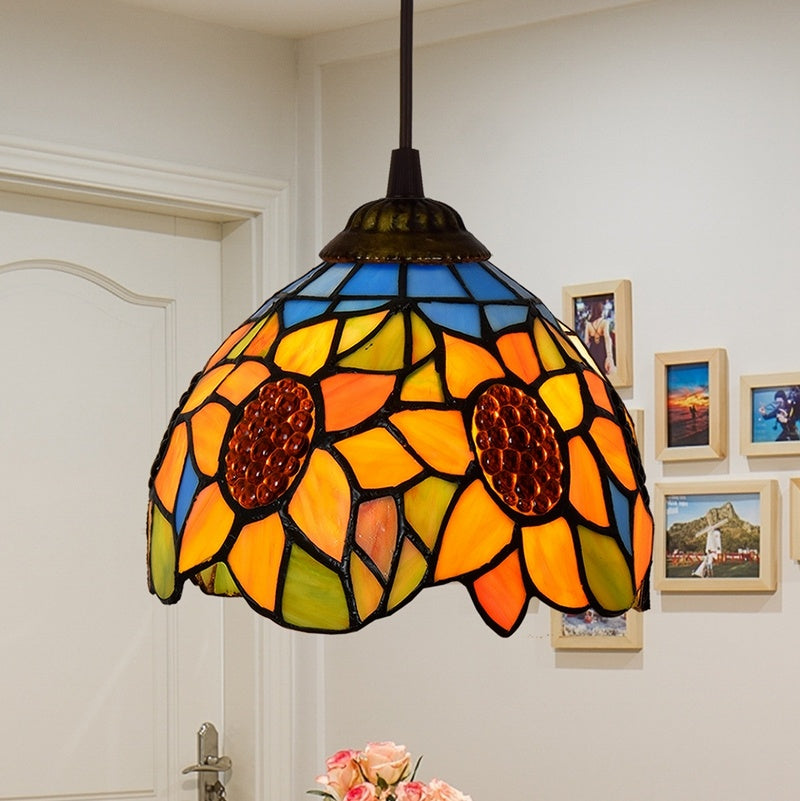 American Style Stained Glass Garden Dining Room Chandelier