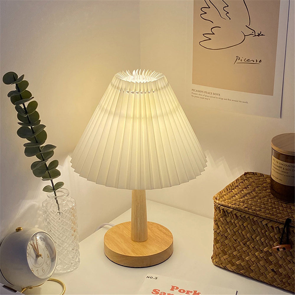 Usb Vintage Pleated Lamp Dimmable Korean Table Light