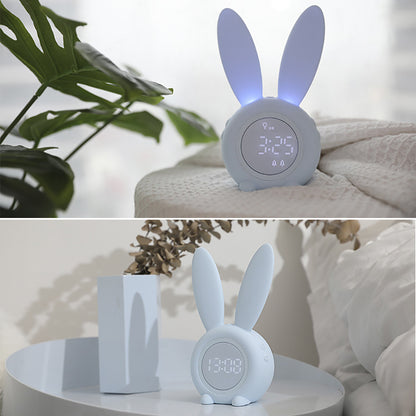 LED Digital Alarm Clock Bunny Ear Electronic LED Display