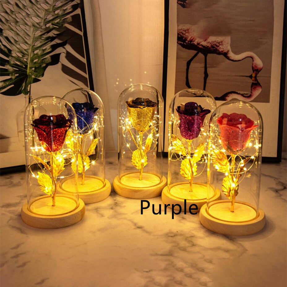 Preserved Fresh Flower Glass Cover Desktop Decoration