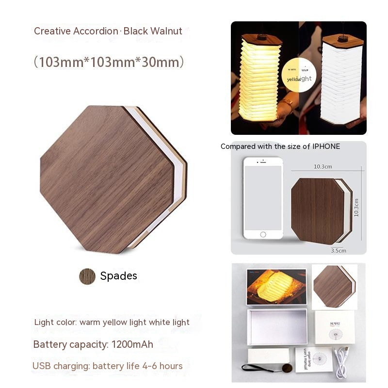 Creative Gift Led Portable Retro Lamp Usb Rechargeable Wooden Lamp