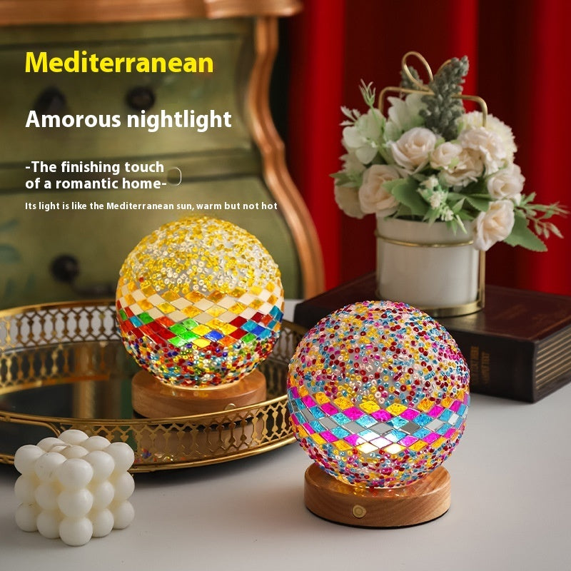 Mediterranean Small Night Lamp Creative Mosaic