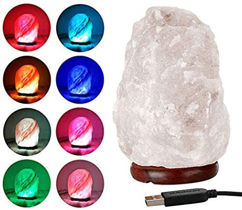 Crystal Salt USB Natural Colorful Color Changing Warm White Led Mineral Small Night Lamp