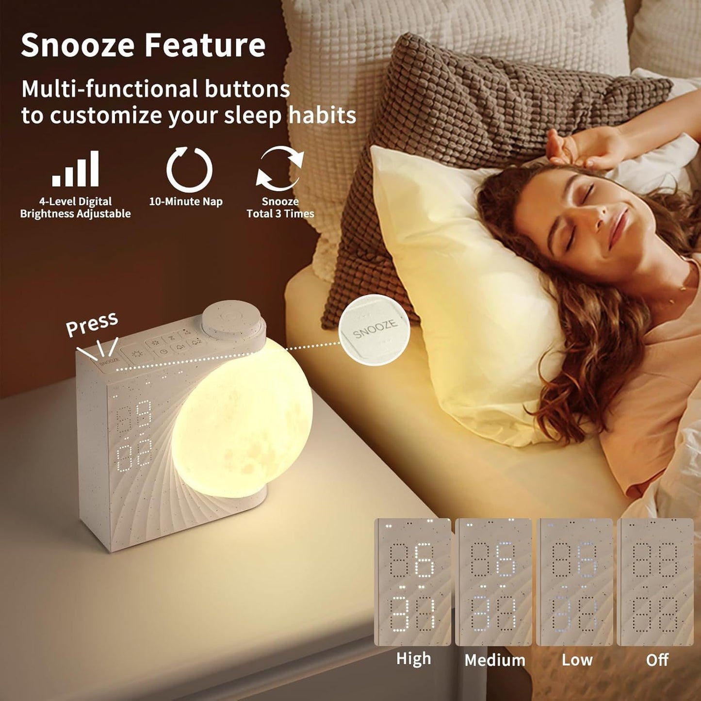 Colorful Atmosphere Moon Light Clock Wake Up Light