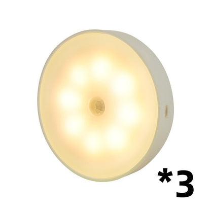 Usb Rechargeable Motion Sensor Light Round LED Puck