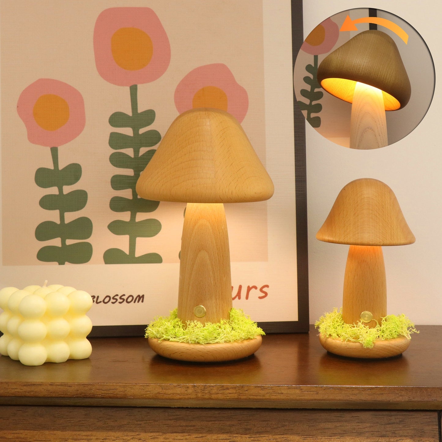 Twisted Mushroom Night Warm Light Touch Bedroom Bedhead Night Light