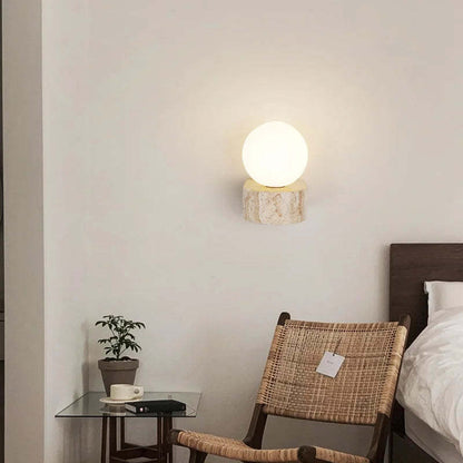 Yellow Cave Stone Cream Style Bedroom Bedside Wall Lamp