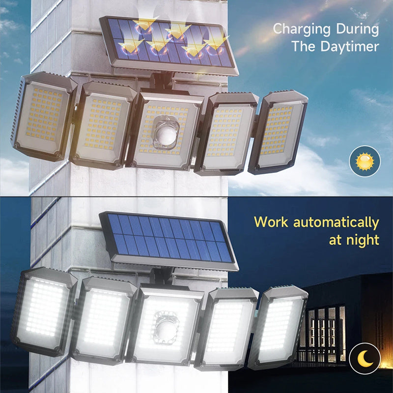 Split Waterproof Solar Outdoor Street Light 5 Side Adjustable 7000K 300 L
