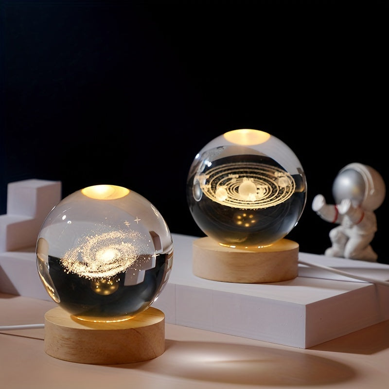 Creative 3D Inner Carving Luminous Crystal Ball Night Lamp