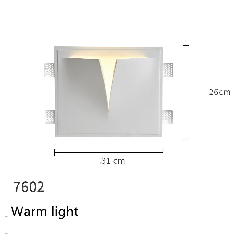 Minimalist Recessed Living Room Wall Sconce Plaster Without Frame