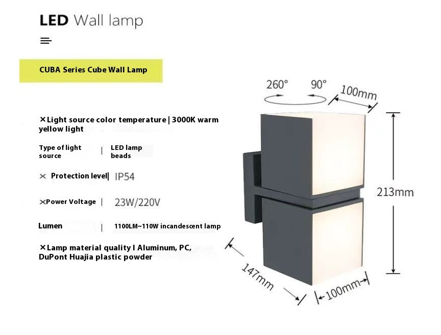 Outdoor Waterproof Die-casting Wall Lamp Garden Villa