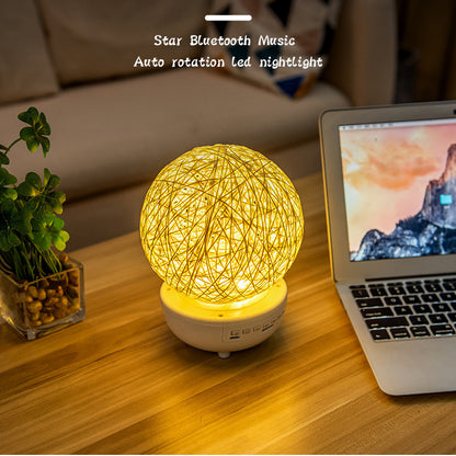 Bluetooth-compatible Table Lamp Bedside Rechargeable Rattan Ball Moon Lamps