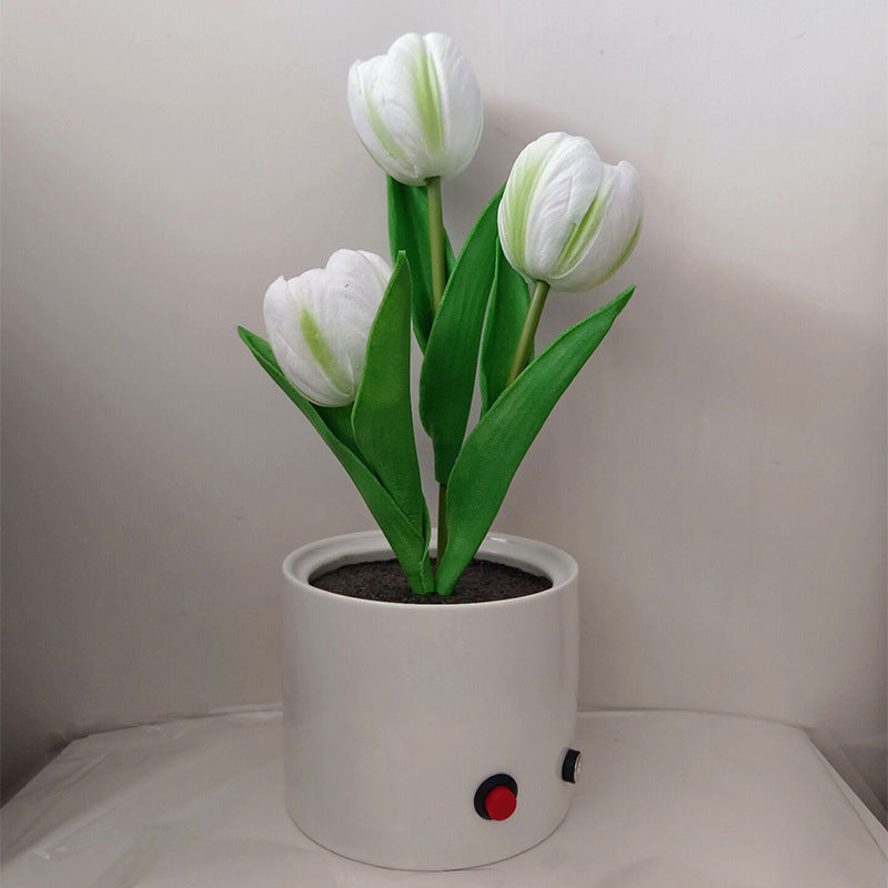 LED Tulip Home Room Decoration Romantic Potted Gift For Office LED Lights