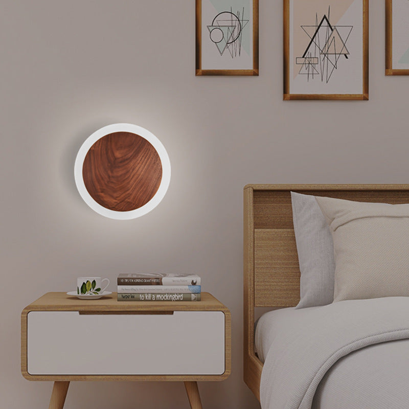 Bedroom Bedside Walnut Wall Lamp Nordic Modern