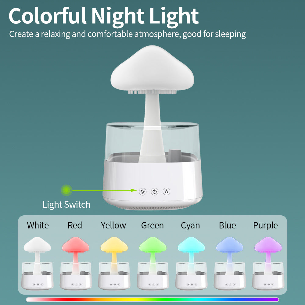 2-in-1 Desk Humidifier Rain Cloud Night Light Mushroom Lamp