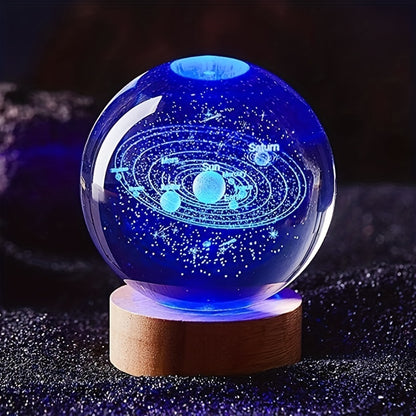 Creative 3D Inner Carving Luminous Crystal Ball Night Lamp