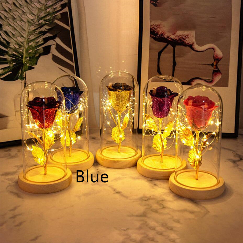 Preserved Fresh Flower Glass Cover Desktop Decoration