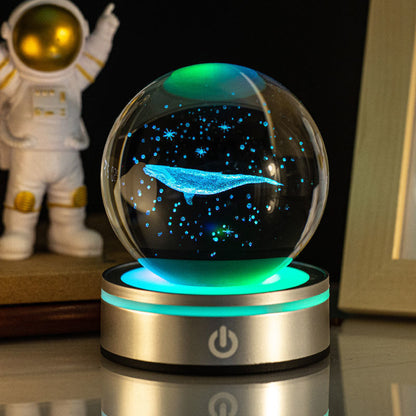 Creative 3D Inner Carving Luminous Crystal Ball Night Lamp