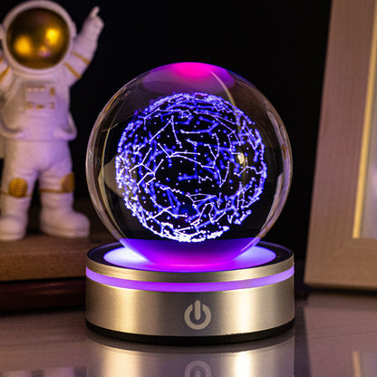 Creative 3D Inner Carving Luminous Crystal Ball Night Lamp