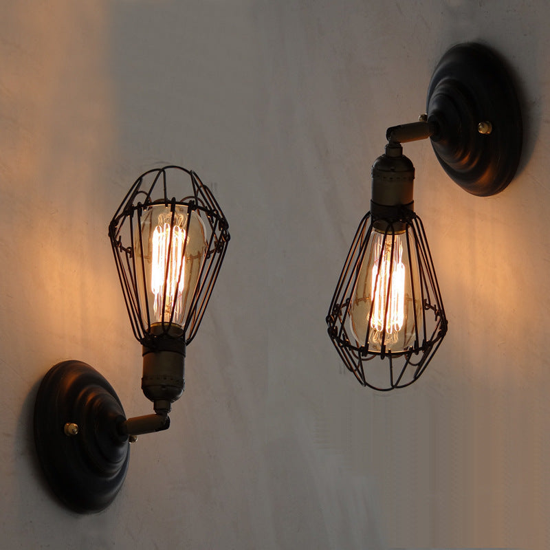 American Industrial Style Wrought Iron Retro Aisle Wall Lamp