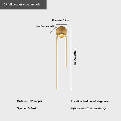 Modern Simple And Light Luxury Copper Wall Lamp