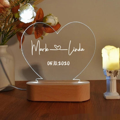 Custom Night Light As Valentines Day Anniversary Romantic