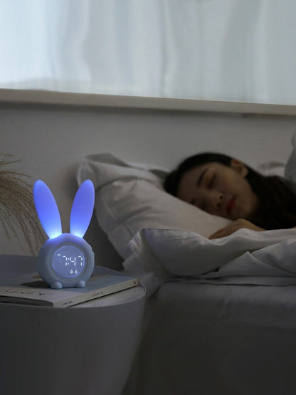 LED Digital Alarm Clock Bunny Ear Electronic LED Display