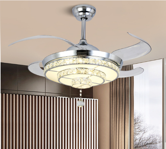 Luxury Crystal Invisible Ceiling Fan Lamp