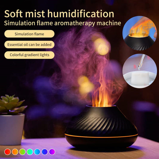 New Volcanic Flame Aroma Diffuser Essential Oil Lamp LED Light