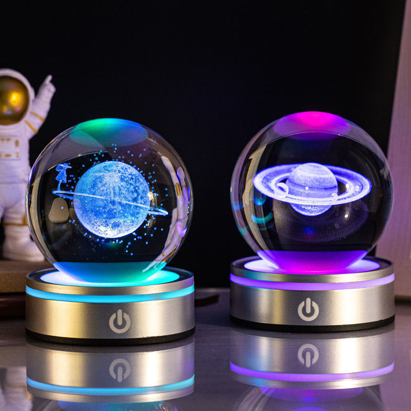 Creative 3D Inner Carving Luminous Crystal Ball Night Lamp