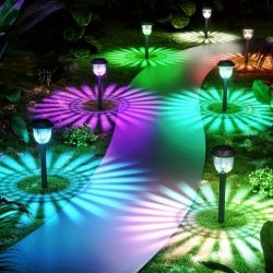 4 Pack RGB Outdoor Solar Pathway Lights  IP65 Waterproof