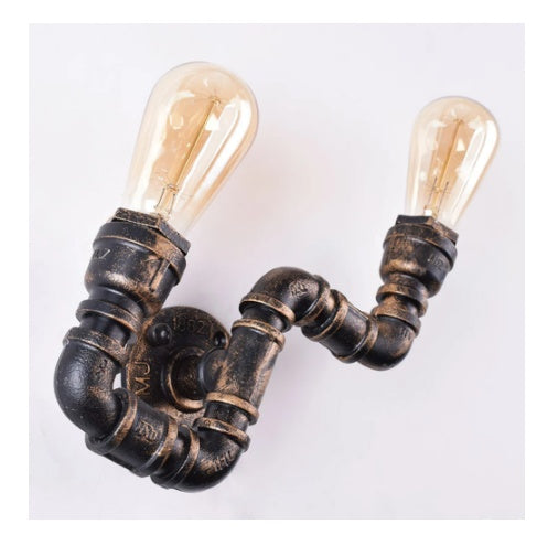 Creative Water Pipe Wall Lamp Bedroom Retro Wrought Iron