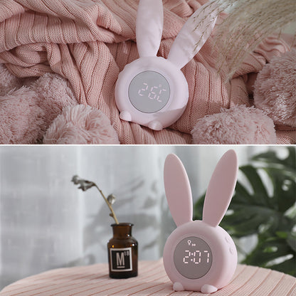 LED Digital Alarm Clock Bunny Ear Electronic LED Display