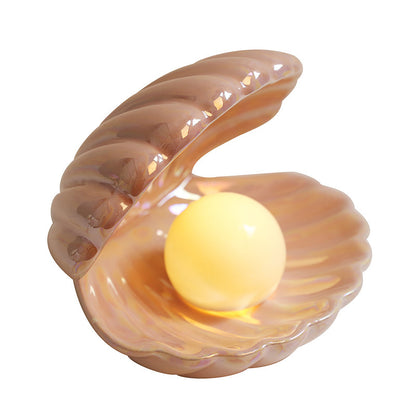 Nordic Modern Shell LED Night Light Ceramic Pearl Lamp