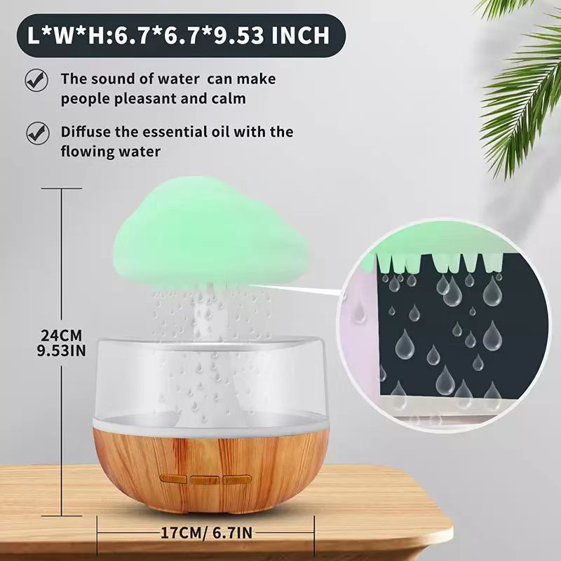 2-in-1 Desk Humidifier Rain Cloud Night Light Mushroom Lamp