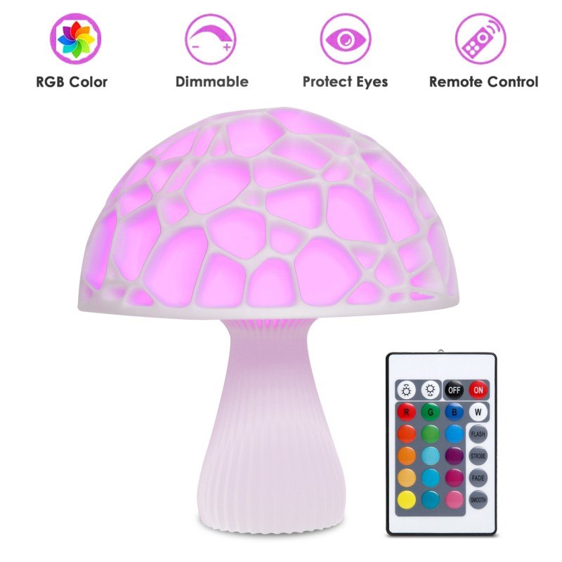 3D Printed 16 colors Led Mushroom Lamp Lovely Colorful Led Night