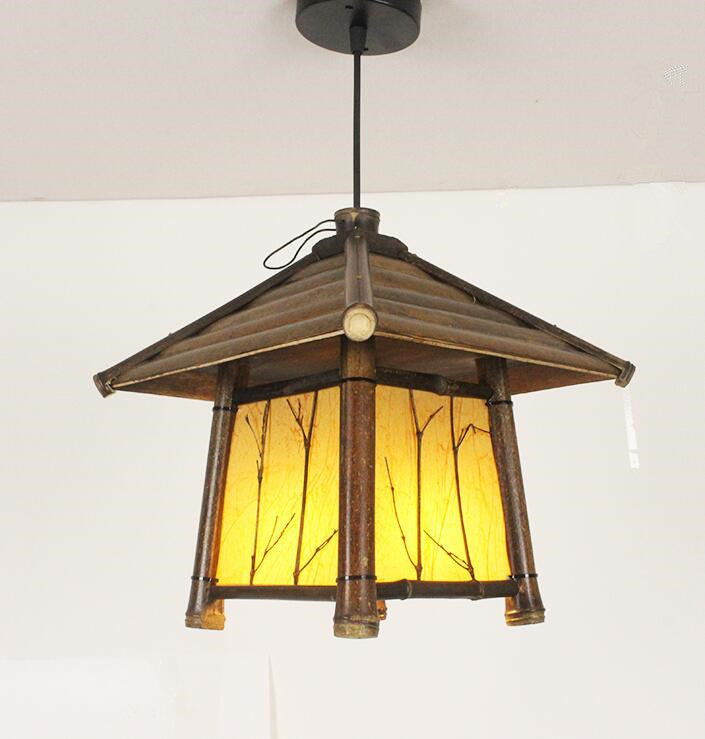 Retro Chinese Style Chandelier Tea Room Bamboo Lamp