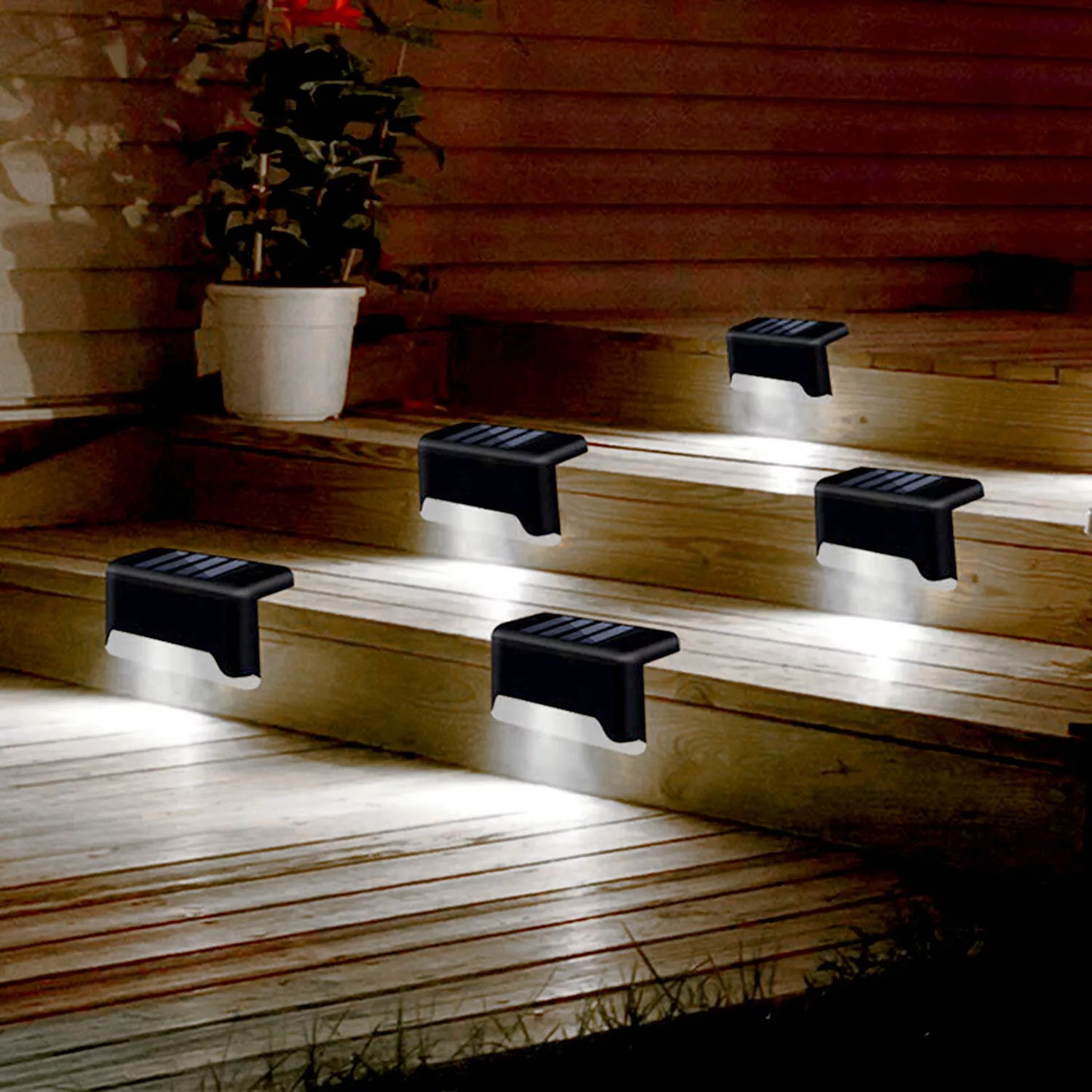 4 Solar LED Bright Deck Lights Outdoor Garden Patio Light