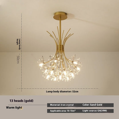 Simple Dandelion Crystal Chandelier Bedroom Lamps