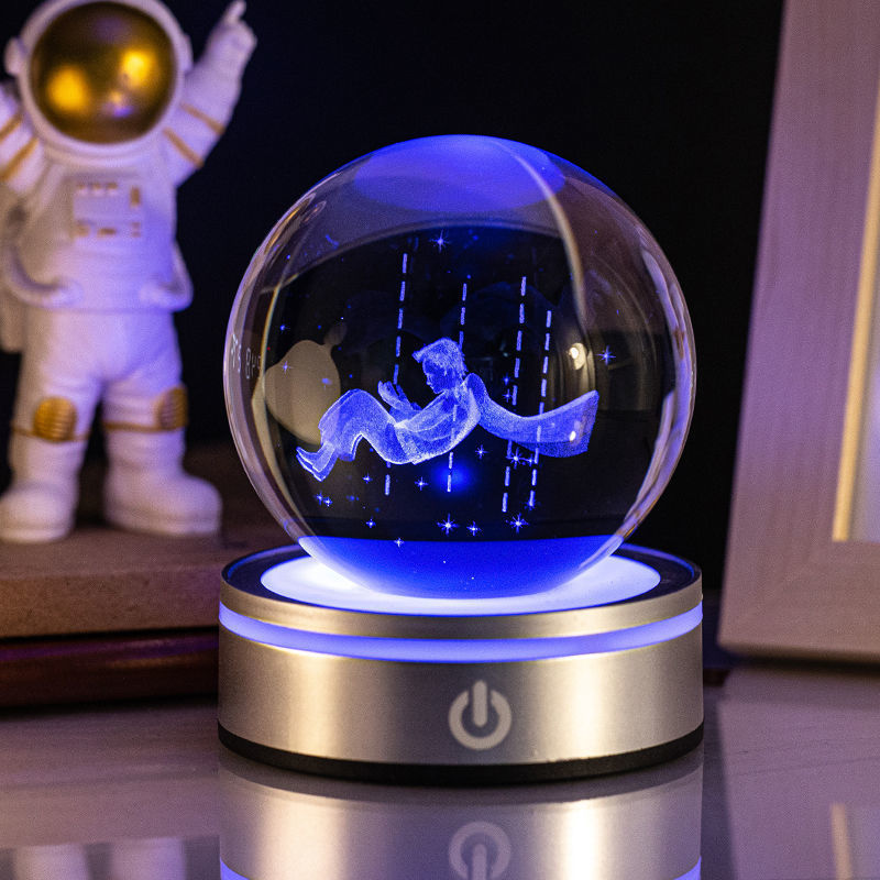 Creative 3D Inner Carving Luminous Crystal Ball Night Lamp