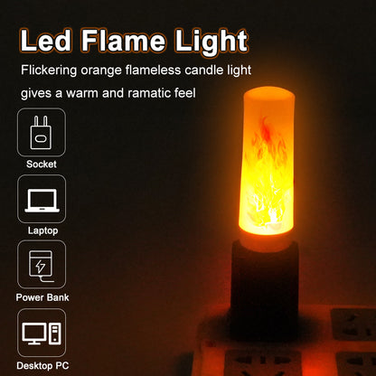 USB Atmosphere Light LED Flame Flashing Candle Lights Book Lamp