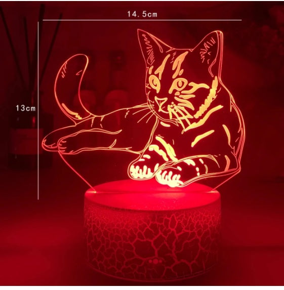 Cat Series 3D Desk Lamp USB Colorful Gradient Touch Light